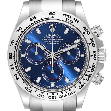 rolex daytona weißgold blau|rolex chronograph.